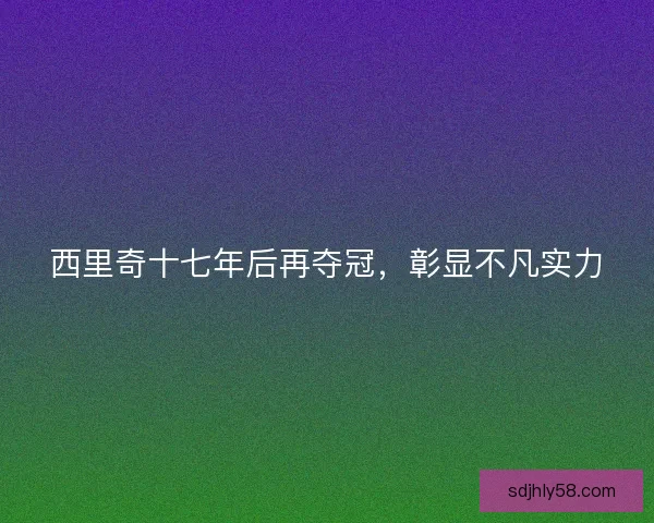 西里奇十七年后再夺冠，彰显不凡实力
