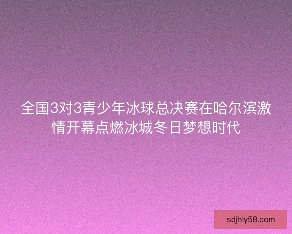 全国3对3青少年冰球总决赛在哈尔滨激情开幕点燃冰城冬日梦想时代